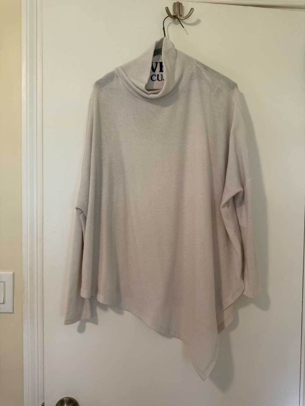 Light Cream Asymmetrical Turtleneck Sweater